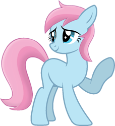 Size: 759x834 | Tagged: safe, artist:tankman, oc, oc only, oc:water lilly, earth pony, pony, blue body, blue eyes, blue skin, female, looking back, pink mane, pink tail, sad face, sad pony, simple background, solo, tail, transparent background, worried