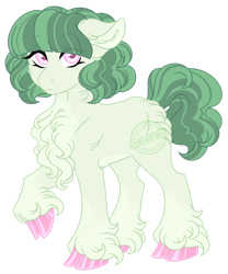 Size: 1024x1228 | Tagged: safe, artist:azure-art-wave, oc, oc only, oc:peridot pearl, earth pony, pony, cloven hooves, female, magical lesbian spawn, mare, offspring, parent:fleur-de-lis, parent:marble pie, simple background, solo, transparent background, unshorn fetlocks