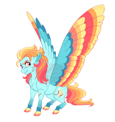 Size: 3000x3200 | Tagged: safe, artist:gigason, oc, oc:firestorm, pegasus, pony, colored wings, female, high res, magical lesbian spawn, mare, multicolored wings, offspring, parent:lightning dust, parent:rainbow dash, parents:rainbowdust, simple background, solo, transparent background, wings