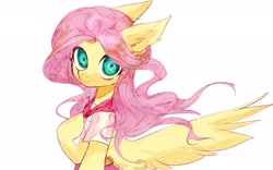 Size: 1920x1200 | Tagged: safe, artist:gq40415378, fluttershy, pegasus, pony, g4, clothes, female, simple background, solo, white background