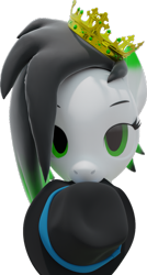 Size: 579x1080 | Tagged: safe, artist:lithus, oc, oc:lithus, pony, wolf, wolf pony, 3d, blender, blender cycles, crown, fedora, green eyes, green mane, hat, jewelry, regalia, simple background, solo, stare, staring at you, transparent background
