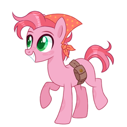 Size: 1280x1280 | Tagged: safe, artist:pinklem0nadepunk, oc, oc only, earth pony, pony, bandana, base used, colored pupils, female, grin, mare, offspring, outline, parent:big macintosh, parent:pinkie pie, parents:pinkiemac, simple background, smiling, solo, sparkles, toolbelt, transparent background