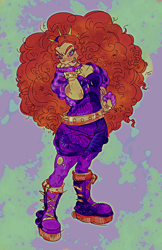 Size: 1246x1920 | Tagged: safe, artist:burgeredagent, adagio dazzle, human, equestria girls, g4, big hair, boots, clothes, leggings, shoes, solo, spiked wristband, wristband