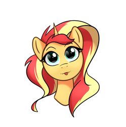Size: 1649x1657 | Tagged: safe, artist:yumiy_salin, sunset shimmer, pony, unicorn, g4, :p, bust, cute, portrait, simple background, solo, tongue out, white background