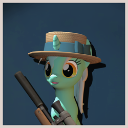 Size: 2260x2260 | Tagged: safe, artist:xafilah, lyra heartstrings, pony, unicorn, g4, 3d, gun, high res, rifle, sniper rifle, solo, team fortress 2, weapon