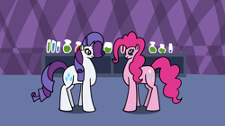 Size: 1920x1080 | Tagged: safe, artist:platinumdrop, pinkie pie, rarity, g4, request, solo, tiny head