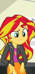 Size: 600x1267 | Tagged: safe, screencap, sunset shimmer, human, equestria girls, g4, my little pony equestria girls: rainbow rocks, animated, beautiful, blinking, confused, cute, female, gif, solo, sunset