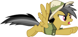 Size: 6305x3000 | Tagged: safe, artist:cloudy glow, daring do, daring doubt, g4, .ai available, clothes, flying, hat, pith helmet, shirt, simple background, solo, transparent background, vector