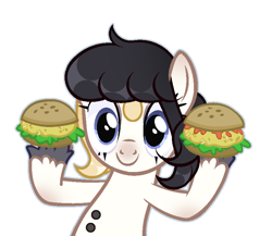 Size: 820x711 | Tagged: safe, artist:howwwie, oc, oc only, pony, burger, commission, female, food, hay burger, simple background, solo, white background, ych result