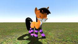 Size: 1280x720 | Tagged: safe, artist:dragonboi471, oc, oc only, oc:bedlam, pony, unicorn, 3d, clothes, female, gmod, muscles, socks, solo, striped socks