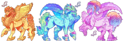 Size: 4226x1400 | Tagged: safe, artist:bunnari, oc, oc only, oc:bubble bath, oc:honeybee crisp, oc:wave crash, pegasus, pony, braid, braided pigtails, bubblegum, clothes, colored wings, feathered fetlocks, female, fluffy, food, grin, gum, leg warmers, looking at you, male, mare, multicolored wings, offspring, parent:big macintosh, parent:fluttershy, parent:pinkie pie, parent:rainbow dash, parent:zephyr breeze, parents:fluttermac, parents:zephdash, parents:zephyrpie, pegasus oc, pigtails, rearing, simple background, smiling, smiling at you, stallion, sweatband, transparent background, trio, unshorn fetlocks, wings