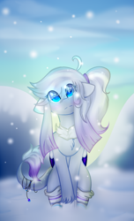 Size: 1215x2000 | Tagged: safe, artist:angellightyt, oc, oc only, oc:aurora moon, pegasus, pony, base used, female, floppy ears, mare, outdoors, pegasus oc, smiling, snow, solo