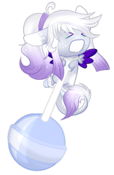 Size: 510x783 | Tagged: safe, artist:angellightyt, oc, oc only, oc:aurora moon, pegasus, pony, base used, candy, chibi, colored wings, commission, eyes closed, female, food, gritted teeth, lollipop, mare, micro, pegasus oc, simple background, smiling, solo, teeth, transparent background, two toned wings, wings, ych result