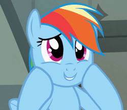 Size: 800x697 | Tagged: safe, screencap, rainbow dash, pegasus, pony, daring don't, g4, season 4, animated, cropped, cute, daaaaaaaaaaaw, dashabetes, dashface, female, gif, hnnng, hooves on cheeks, hooves on face, implied daring do, mare, rainbow dash is best facemaker, solo, squee, weapons-grade cute