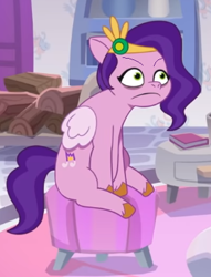 Size: 283x370 | Tagged: safe, edit, edited screencap, screencap, pipp petals, pegasus, pony, g5, my little pony: tell your tale, nightmare roommate, spoiler:g5, spoiler:my little pony: tell your tale, angry, bags under eyes, cropped, crystal brighthouse, eyebrows, female, mare, solo, unshorn fetlocks