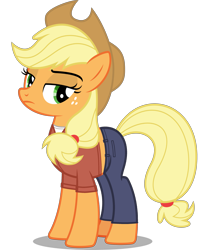 Size: 2363x2855 | Tagged: safe, artist:edy_january, edit, vector edit, applejack, earth pony, pony, g4, angry, applejack's hat, balenciaga, balenciaga fashion show 2023, clothes, cowboy hat, denim, farmer, fashion, fashion show, hat, high res, jeans, link in description, long pants, model, modeling, orange vest, outfit, pants, shirt, simple background, solo, t-shirt, texas, transparent background, united states, vector, villager