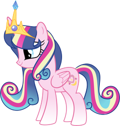 Size: 9396x9857 | Tagged: safe, artist:shootingstarsentry, oc, oc:crystal, alicorn, pony, crown, female, jewelry, mare, offspring, parent:princess cadance, parent:shining armor, parents:shiningcadance, regalia, simple background, solo, transparent background