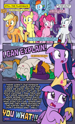 Size: 1920x3168 | Tagged: safe, artist:alexdti, applejack, fluttershy, pinkie pie, rainbow dash, rarity, twilight sparkle, oc, oc:brainstorm (alexdti), oc:purple creativity, oc:star logic, alicorn, earth pony, pegasus, pony, unicorn, comic:quest for friendship, g4, the last problem, coach rainbow dash, crown, flashback, grammar error, hoof shoes, horn, jewelry, mane six, older, older applejack, older fluttershy, older pinkie pie, older rainbow dash, older rarity, older twilight, older twilight sparkle (alicorn), pegasus oc, princess twilight 2.0, rainbow dashs coaching whistle, regalia, twilight sparkle (alicorn), unconscious, unicorn oc, whistle