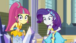 Size: 1280x718 | Tagged: safe, screencap, rarity, sour sweet, human, equestria girls, equestria girls specials, g4, my little pony equestria girls: dance magic, bare shoulders, sleeveless