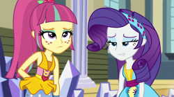 Size: 1280x718 | Tagged: safe, screencap, rarity, sour sweet, human, equestria girls, equestria girls specials, g4, my little pony equestria girls: dance magic, bare shoulders, sleeveless