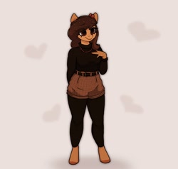 Size: 1950x1860 | Tagged: safe, artist:_alixxie_, oc, oc only, oc:ruby, anthro, unguligrade anthro, bodysuit, clothes, female, shorts, solo, turtleneck