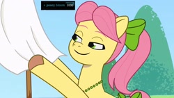 Size: 3072x1727 | Tagged: safe, edit, edited screencap, screencap, posey bloom, earth pony, pony, g5, my little pony: tell your tale, sunny's smoothie moves, spoiler:g5, spoiler:my little pony: tell your tale, 1000, adoraposey, cute, derpimilestone, female, mare, smiling, solo