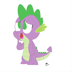 Size: 2364x2364 | Tagged: safe, artist:beepbeep, spike, dragon, g4, concerned, high res, simple background, solo, white background