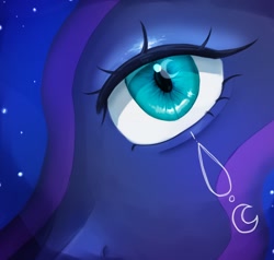 Size: 1604x1526 | Tagged: safe, artist:shagin_, princess luna, alicorn, pony, g4, close-up, crying, extreme close-up, eye, female, solo