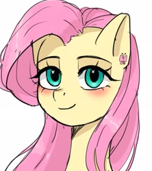 Size: 1821x2048 | Tagged: safe, artist:shagin_, fluttershy, pegasus, pony, g4, blushing, bust, cute, female, looking at you, shyabetes, simple background, solo, white background