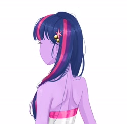Size: 2048x2007 | Tagged: safe, artist:shagin_, twilight sparkle, human, equestria girls, g4, backless, bare shoulders, female, high res, simple background, sleeveless, solo, strapless, white background