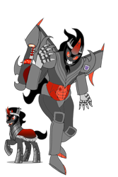 Size: 640x960 | Tagged: safe, artist:fred1903, king sombra, cybertronian, pony, robot, unicorn, g4, decepticon, male, reference, simple background, stallion, transformerfied, transformers, transparent background