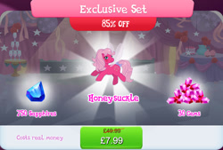 Size: 1269x860 | Tagged: safe, gameloft, honeysuckle, flutter pony, pony, g4, my little pony: magic princess, bundle, costs real money, english, female, gem, mare, mobile game, numbers, sale, solo, text, wings