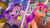 Size: 2160x1215 | Tagged: safe, screencap, pipp petals, sparky sparkeroni, sunny starscout, alicorn, dragon, pegasus, pony, ali-conned, g5, my little pony: make your mark, my little pony: make your mark chapter 2, spoiler:g5, cellphone, female, magazine, mane melody (location), mane stripe sunny, mare, open mouth, phone, race swap, smartphone, split screen, sunnycorn, two sides