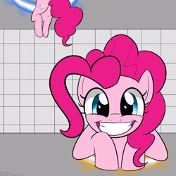 Size: 3000x3000 | Tagged: safe, alternate version, artist:bestponies, pinkie pie, earth pony, pony, g4, butt, cute, female, grin, high res, looking at you, mare, now you're thinking with portals, plot, portal, portal (valve), smiling, solo