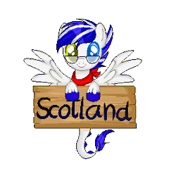 Size: 300x300 | Tagged: safe, artist:angellightyt, oc, oc only, pegasus, pony, animated, base used, flying, gif, glasses, heterochromia, neckerchief, pegasus oc, sign, simple background, smiling, solo, spread wings, transparent background, unshorn fetlocks, wings