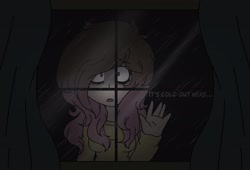 Size: 2252x1528 | Tagged: safe, artist:amayamizumivt, fluttershy, human, fanfic:let her in, g4, female, humanized, solo, window