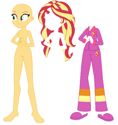 Size: 508x541 | Tagged: safe, artist:lordsfrederick778, artist:selenaede, sunset shimmer, human, equestria girls, g4, alternate design, base used, clothes, pajamas, simple background, slumber party, solo, white background