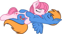 Size: 997x561 | Tagged: safe, artist:muhammad yunus, artist:zeka10000, oc, oc only, oc:annisa trihapsari, oc:rozyfly, earth pony, pony, base used, cuddling, duo, eyes closed, female, hug, kiss on the lips, kissing, male, mare, shipping, simple background, stallion, transparent background