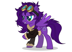 Size: 1980x1440 | Tagged: safe, oc, oc only, oc:raven gear, pegasus, pony, aviator goggles, bomber jacket, clothes, commission open, engineer, gears, goggles, jacket, simple background, solo, transparent background, vector