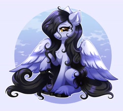 Size: 3950x3554 | Tagged: safe, artist:confetticakez, oc, oc only, pegasus, pony, chest fluff, commission, female, freckles, gray background, high res, looking at you, mare, partially open wings, pegasus oc, simple background, sitting, smiling, smiling at you, solo, unshorn fetlocks, wings