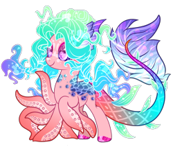 Size: 4491x3800 | Tagged: safe, artist:anno酱w, oc, oc only, mermaid, merpony, monster pony, octopony, octopus, original species, base used, fish tail, simple background, smiling, solo, tail, transparent background
