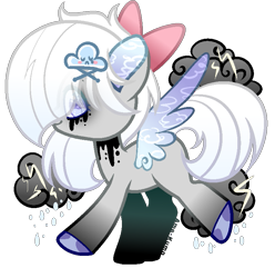 Size: 769x775 | Tagged: safe, artist:anno酱w, oc, oc only, pegasus, pony, base used, bow, chibi, cloud, dark clouds, simple background, solo, thunder, transparent background