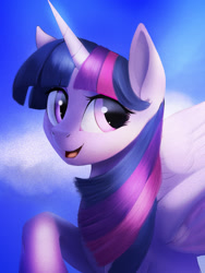 Size: 1800x2400 | Tagged: safe, artist:nihaicreeper, twilight sparkle, alicorn, pony, g4, flying, high res, solo, twilight sparkle (alicorn)