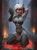 Size: 2224x2968 | Tagged: safe, artist:dacsy, oc, oc:circe bellator, demon, demon pony, anthro, black bra, blood, candle, clothes, female, garter belt, high res, horns, long tongue, magic, magic circle, pentagram, red eyes, sharp teeth, solo, stockings, teeth, thigh highs, tongue out, white hair