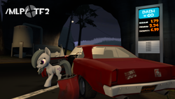 Size: 3840x2160 | Tagged: safe, marble pie, earth pony, pony, g4, /mlp/ tf2 general, 3d, car, cigarette, female, gas station, gasoline, high res, license plate, mare, meme, night, snowpity, source filmmaker, team fortress 2, text