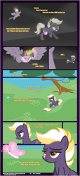 Size: 1919x4225 | Tagged: safe, artist:estories, twilight sparkle, oc, oc:wildheart, alicorn, butterfly, earth pony, pony, comic:curse of wings, g4, book, female, magic, mare, twilight sparkle (alicorn)