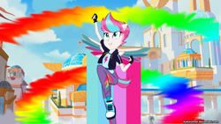 Size: 1280x720 | Tagged: safe, alternate version, artist:kylexisliner, zipp storm, human, equestria girls, g4, g5, my little pony equestria girls: better together, run to break free, converse, equestria girls-ified, female, g5 to equestria girls, g5 to g4, generation leap, pony ears, shoes, solo, sonic rainboom, wings, zephyr heights