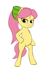 Size: 1890x2910 | Tagged: safe, artist:calmbreezes, edit, posey bloom, earth pony, pony, g5, belly, bipedal, female, hoof on hip, mare, simple background, smiling, solo, white background