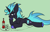 Size: 2351x1499 | Tagged: safe, artist:ashel_aras, oc, oc only, oc:blue fire (the coco clan), monster pony, pony, unicorn, 2023, alcohol, bedroom eyes, blue eyes, blue hooves, blue mane, blue tail, colored hooves, colored sketch, ears back, face on hoof, gift art, green background, horn, long tail, looking down, lying down, lying on pillows, male, male oc, mane, no eyelashes, pillow, plate, pony oc, side view, simple background, sketch, smiling, smirk, solo, stallion, stallion oc, tail, two toned mane, two toned tail, unicorn oc, unshorn fetlocks, white sclera, wine, wine glass