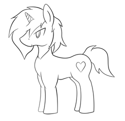 Size: 1687x1636 | Tagged: safe, artist:star flame, oc, oc only, oc:star flame, pony, unicorn, black and white, grayscale, lineart, male, monochrome, simple background, solo, white background